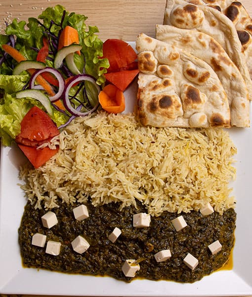Assiette Palak Paneer - Épinards fromage cottage Goa Fast Food Grenoble
